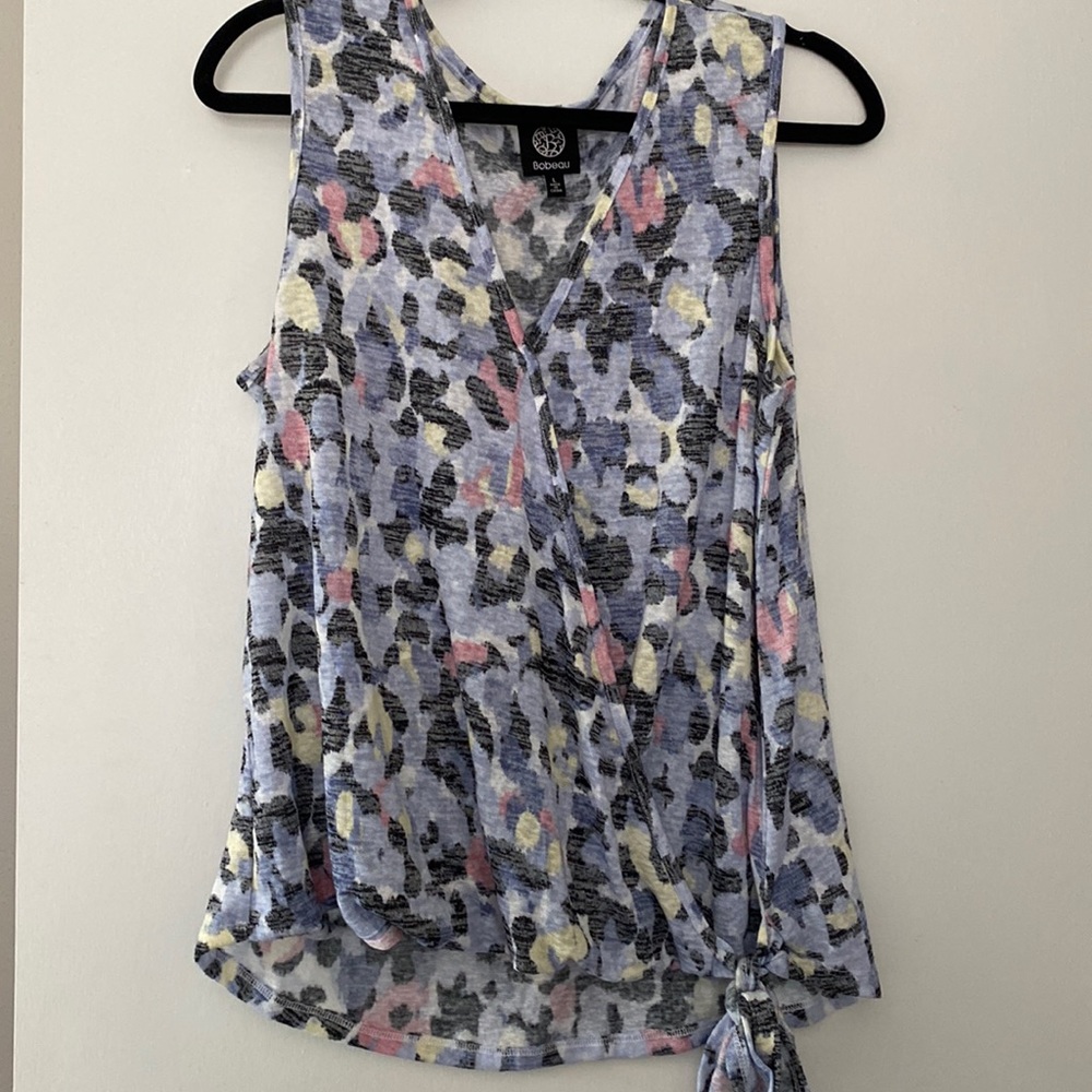 Animal print multi colored Sleeveless top with tie